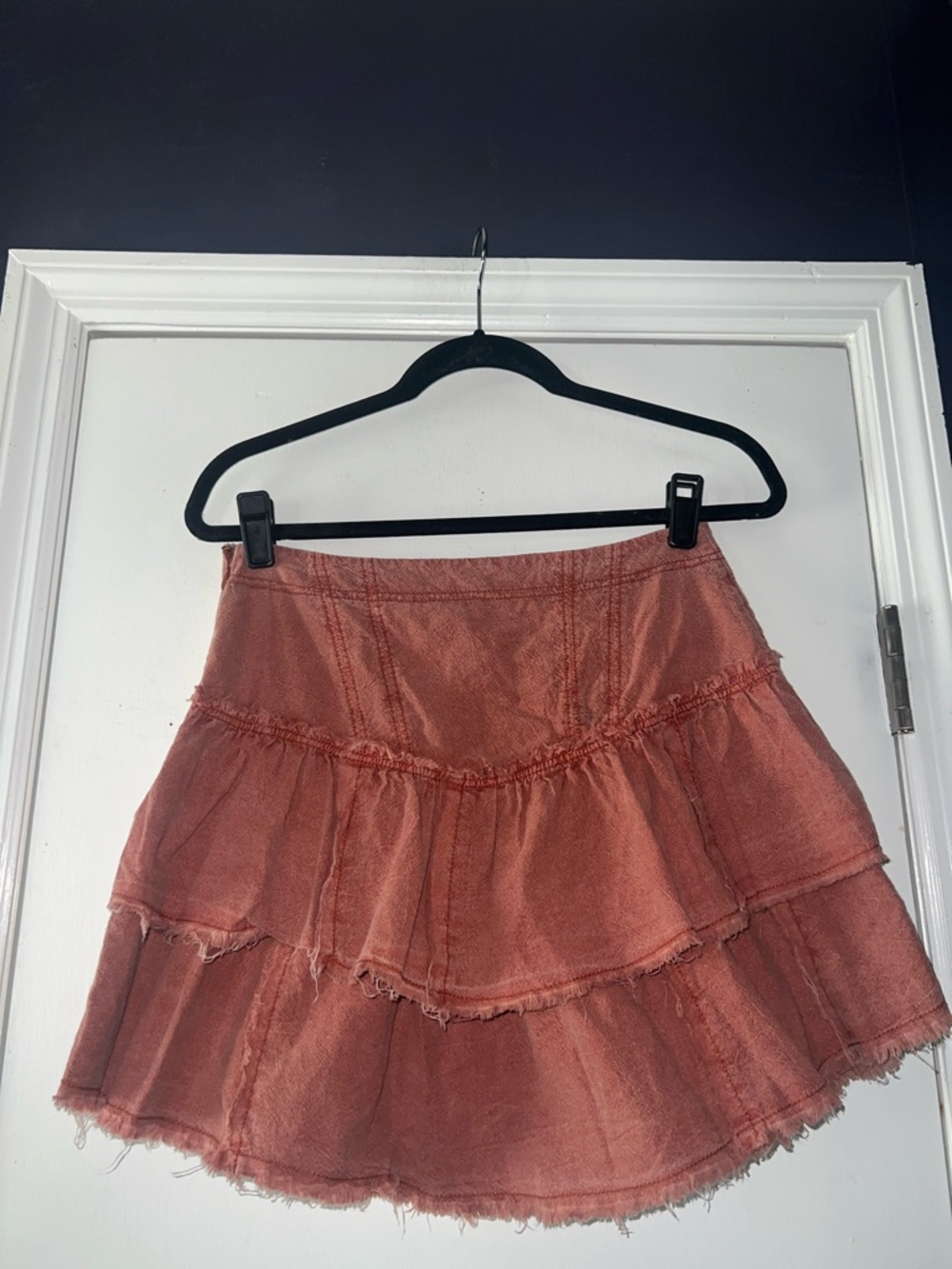 Free People Dusty Rust Tiered Ruffle Mini Skirt